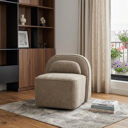 32" Brown Upholstered Swivel Side Chair