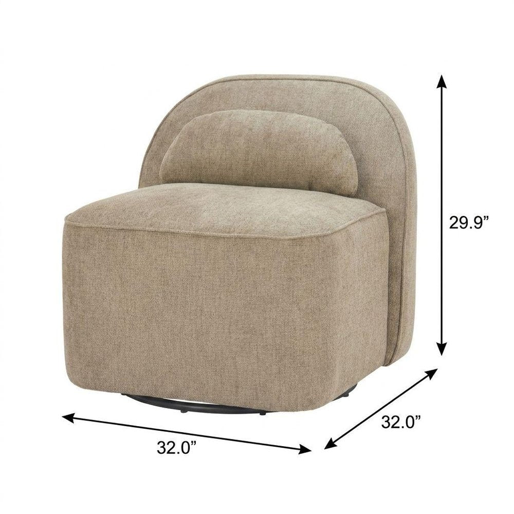 32" Brown Upholstered Swivel Side Chair
