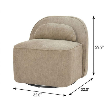 32" Brown Upholstered Swivel Side Chair