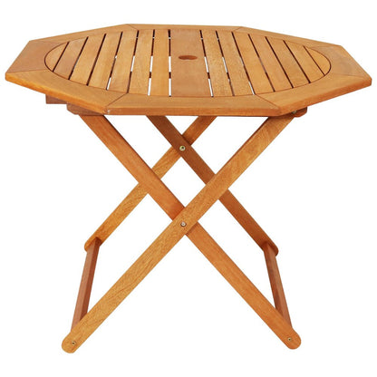 36" Brown Octagonal Solid Wood Folding Outdoor Dining Table with Umbrella Hole