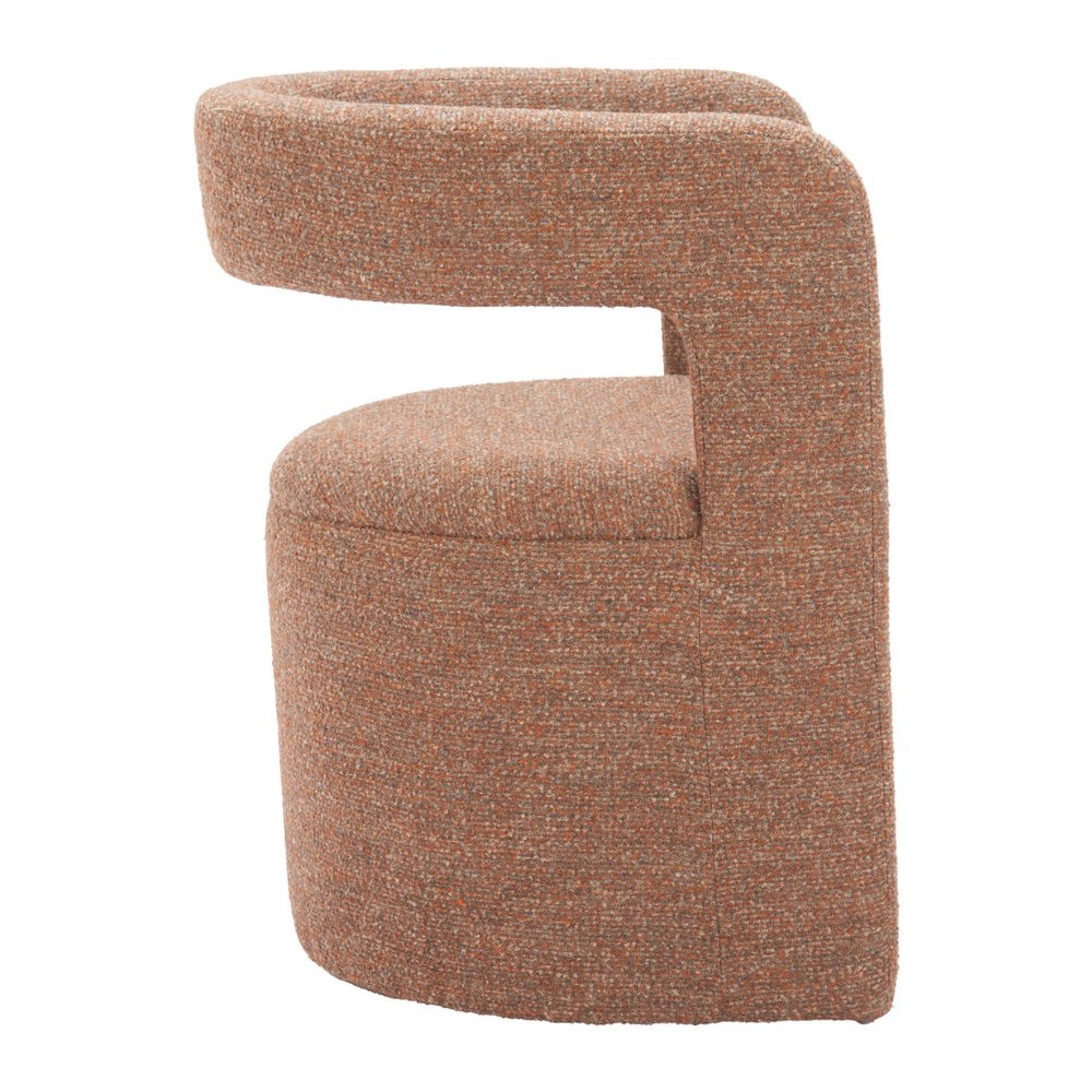 26" Brown Upholstered Arm Chair With Ottoman