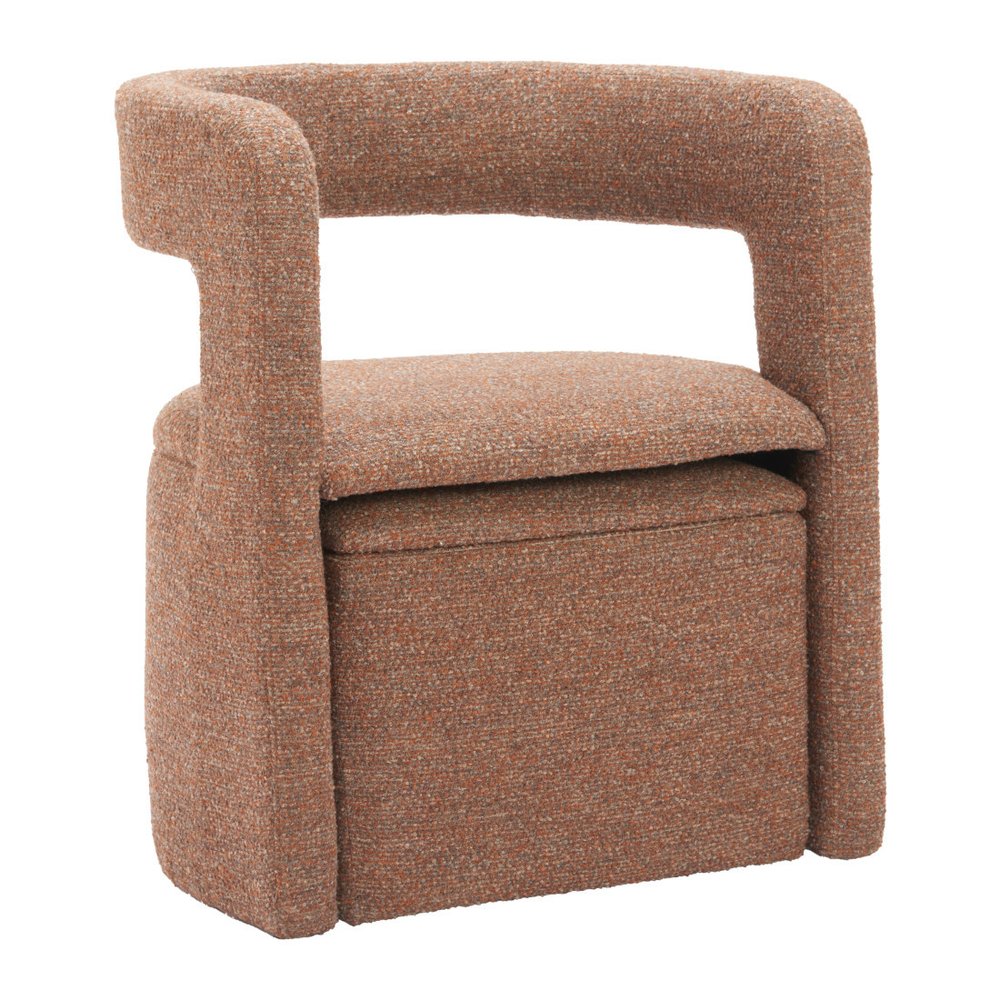 26" Brown Upholstered Arm Chair With Ottoman