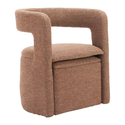 26" Brown Upholstered Arm Chair With Ottoman