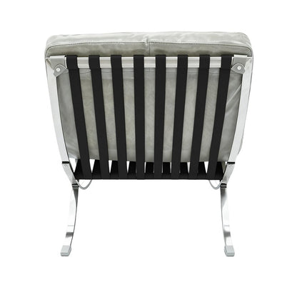 29" Gray and Silver Tufted Leather and Upholstered Folding Lounge Chair