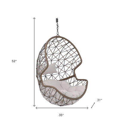 35" Gray Steel Outdoor Egg Chair
