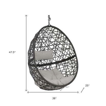 38" Gray Steel Outdoor Egg Chair