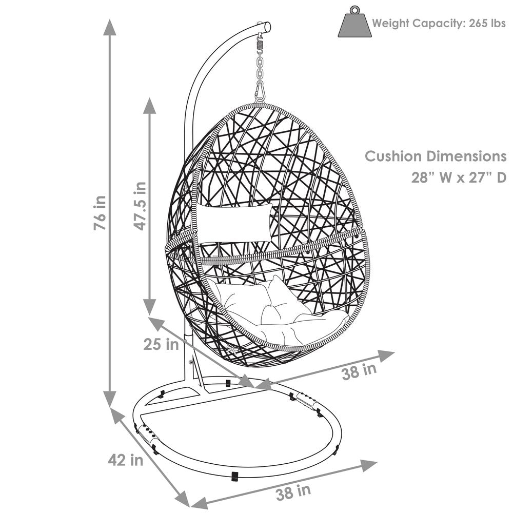 42" Beige Steel Outdoor Egg Chair