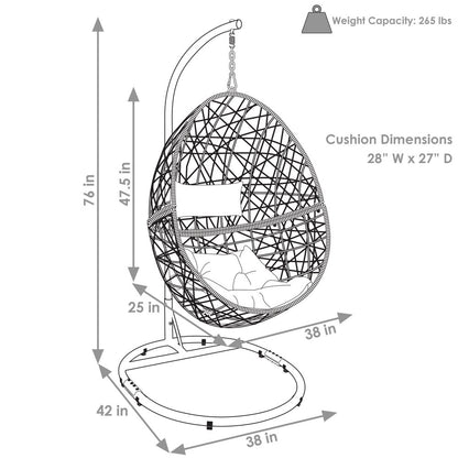 42" Beige Steel Outdoor Egg Chair