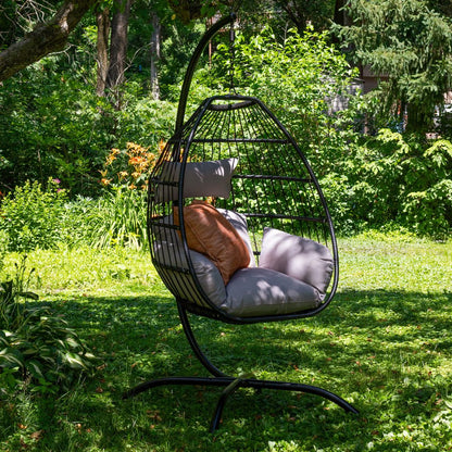 46" Gray Steel Outdoor Egg Chair