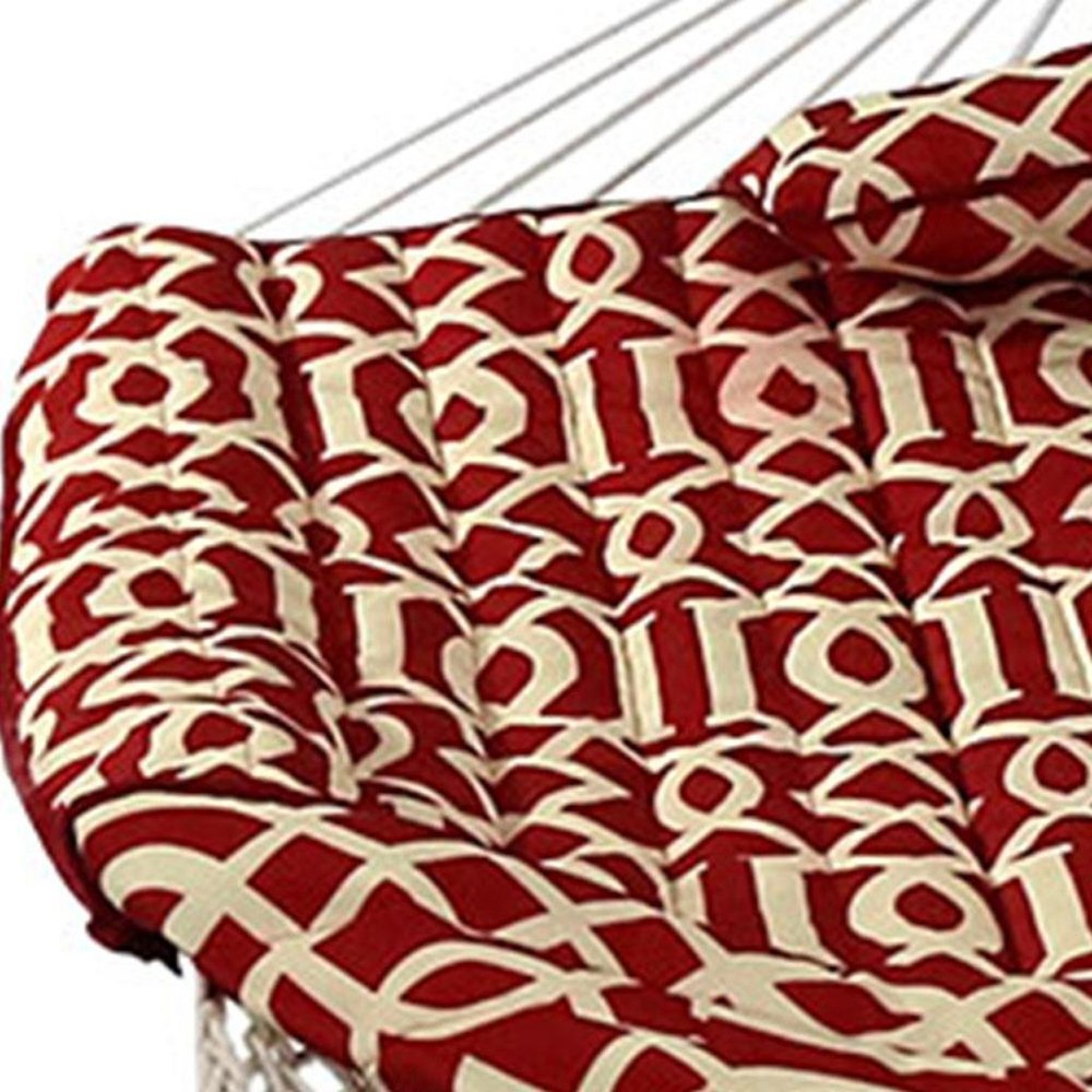 Red Geometric Spreader Bar Hammock Hammock Stand Included