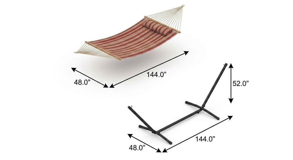 Red Geometric Spreader Bar Hammock Hammock Stand Included