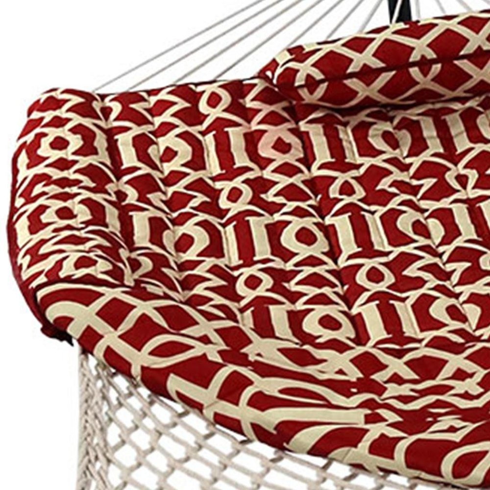 Red Geometric Spreader Bar Hammock Hammock Stand Included