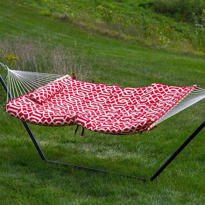 Red Geometric Spreader Bar Hammock Hammock Stand Included