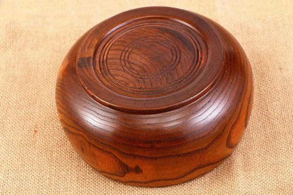7" Brown Solid Wood Round Serving Bowl