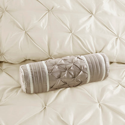 Set of Seven Ivory Queen Ring Stitch Polyester Sham And Comforter