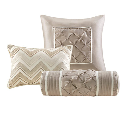 Set of Seven Ivory Queen Ring Stitch Polyester Sham And Comforter