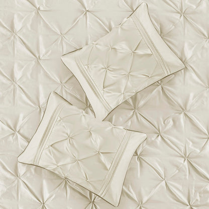Set of Seven Ivory Queen Ring Stitch Polyester Sham And Comforter