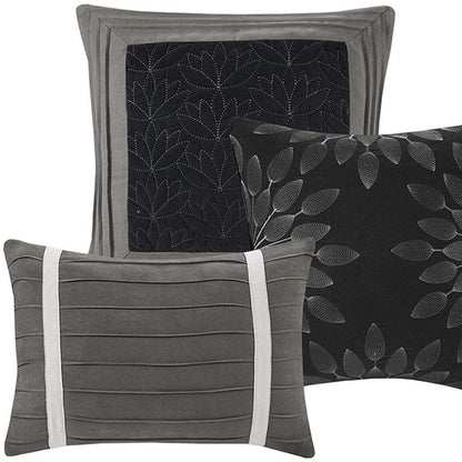 Set of Seven Black King Ring Stitch Polyester Sham And Comforter