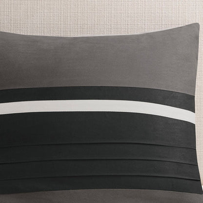 Set of Seven Black King Ring Stitch Polyester Sham And Comforter