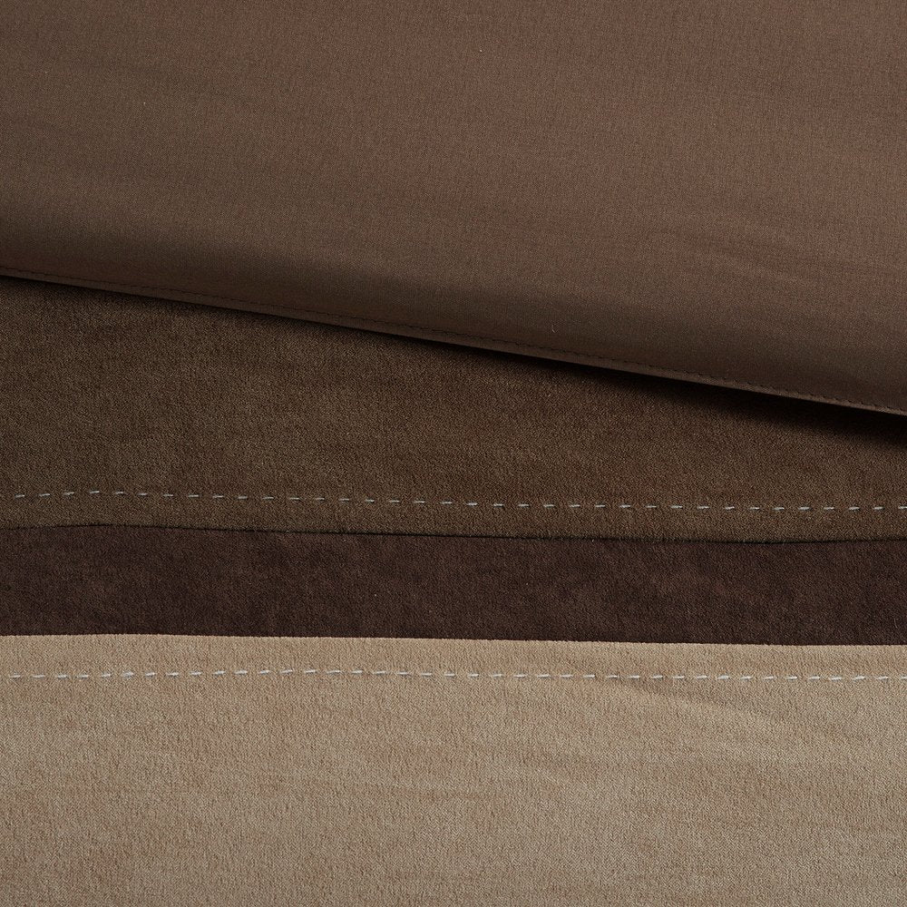 Set of Seven Brown King Ring Stitch Polyester Sham And Comforter