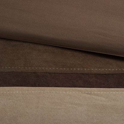 Set of Seven Brown King Ring Stitch Polyester Sham And Comforter