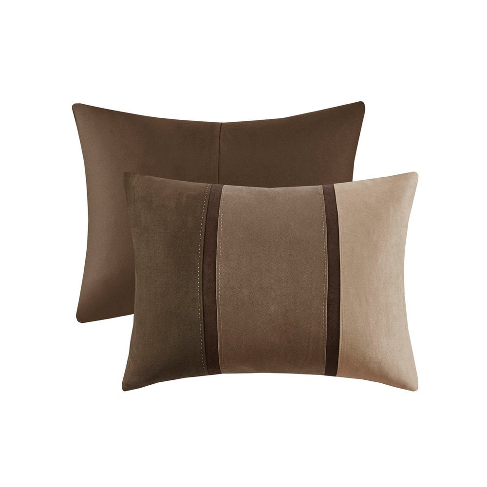 Set of Seven Brown King Ring Stitch Polyester Sham And Comforter