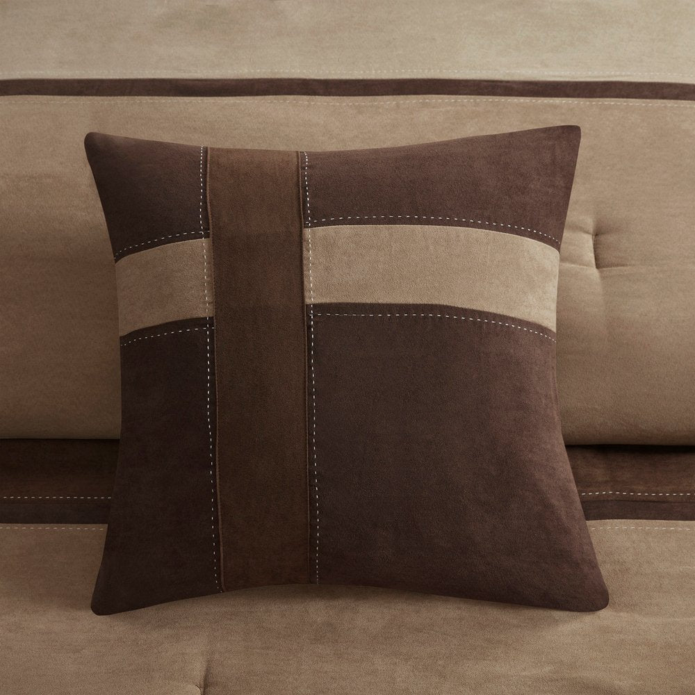 Set of Seven Brown King Ring Stitch Polyester Sham And Comforter