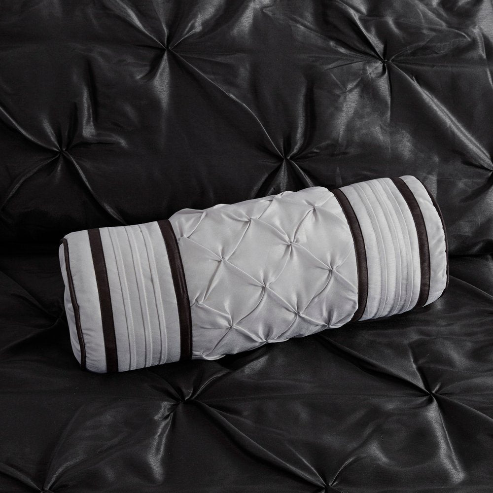 Set of Seven Black King Ring Stitch Polyester Sham And Comforter