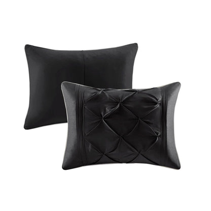 Set of Seven Black King Ring Stitch Polyester Sham And Comforter