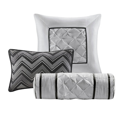 Set of Seven Black King Ring Stitch Polyester Sham And Comforter