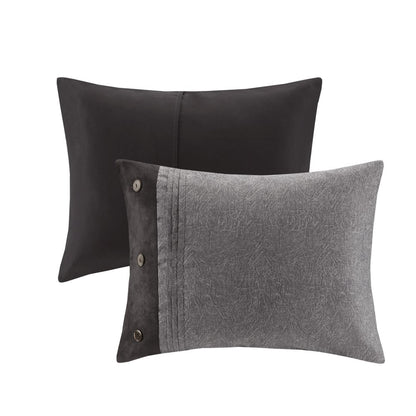 Set of Seven Gray King Ring Stitch Polyester Sham And Comforter
