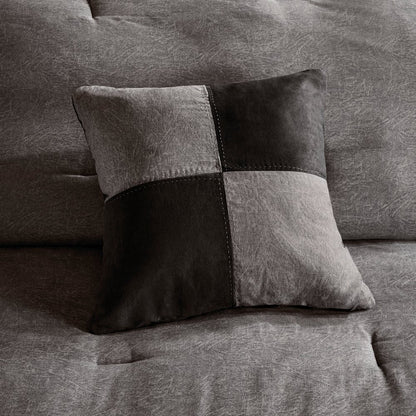 Set of Seven Gray King Ring Stitch Polyester Sham And Comforter
