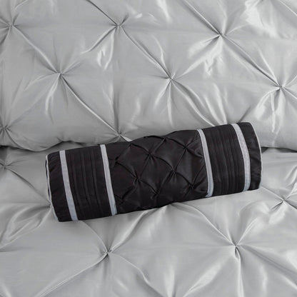 Set of Seven Gray Full Ring Stitch Polyester Sham And Comforter