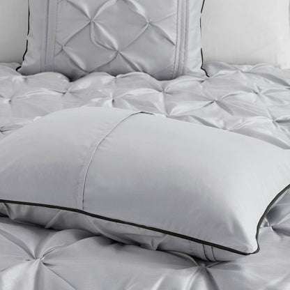Set of Seven Gray Full Ring Stitch Polyester Sham And Comforter