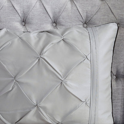 Set of Seven Gray Full Ring Stitch Polyester Sham And Comforter