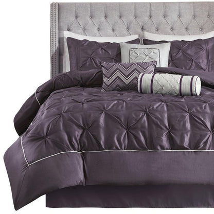 Set of Seven Plum King Ring Stitch Polyester Sham And Comforter