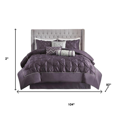 Set of Seven Plum King Ring Stitch Polyester Sham And Comforter
