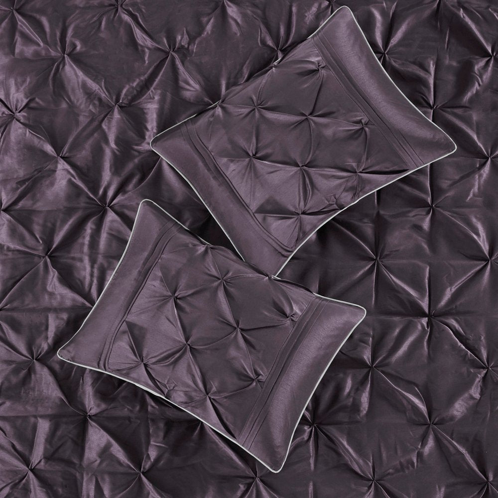 Set of Seven Plum King Ring Stitch Polyester Sham And Comforter