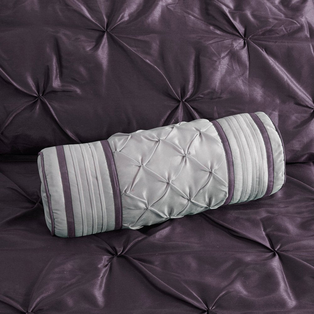Set of Seven Plum Queen Ring Stitch Polyester Sham And Comforter