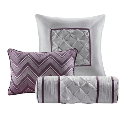 Set of Seven Plum Queen Ring Stitch Polyester Sham And Comforter