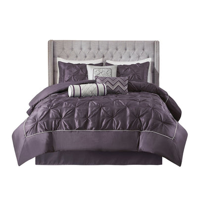 Set of Seven Plum Queen Ring Stitch Polyester Sham And Comforter