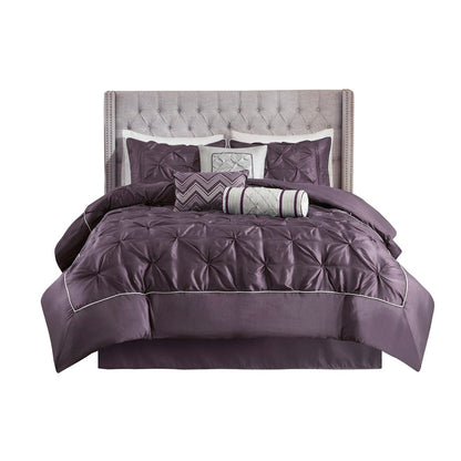 Set of Seven Plum Queen Ring Stitch Polyester Sham And Comforter