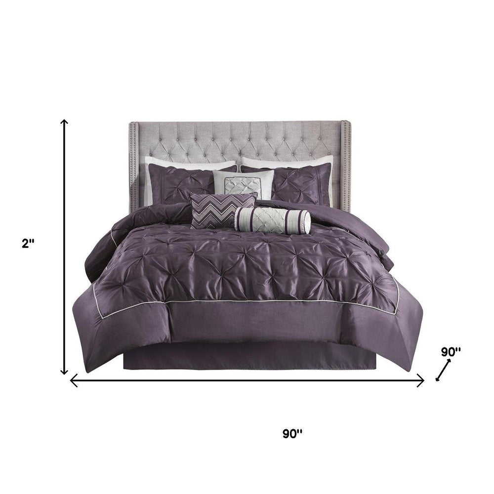 Set of Seven Plum Queen Ring Stitch Polyester Sham And Comforter