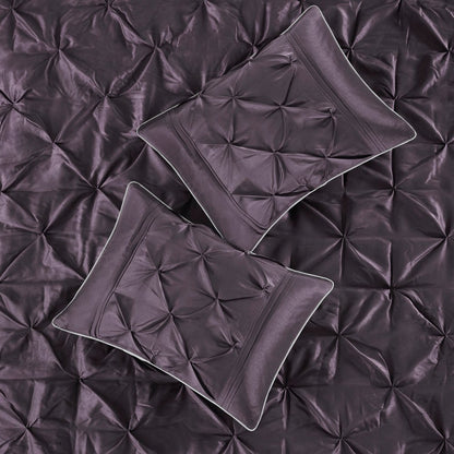 Set of Seven Plum Queen Ring Stitch Polyester Sham And Comforter