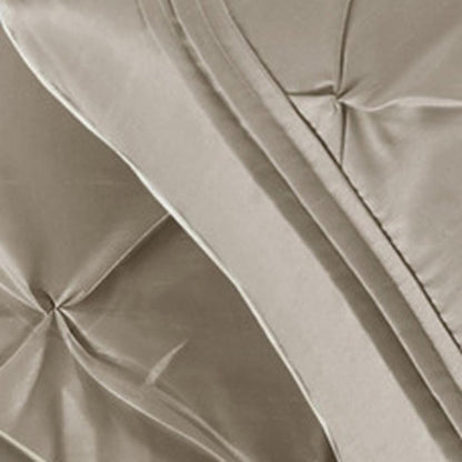 Set of Seven Taupe King Ring Stitch Polyester Sham And Comforter