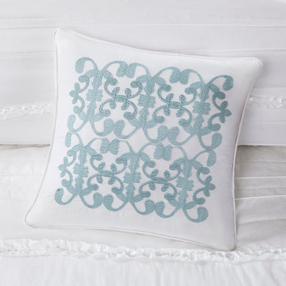 Set of Five White King Ring Stitch Polyester Sham And Comforter