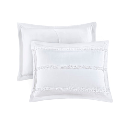 Set of Five White King Ring Stitch Polyester Sham And Comforter