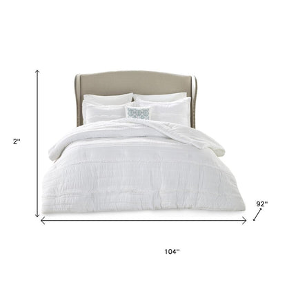 Set of Five White King Ring Stitch Polyester Sham And Comforter