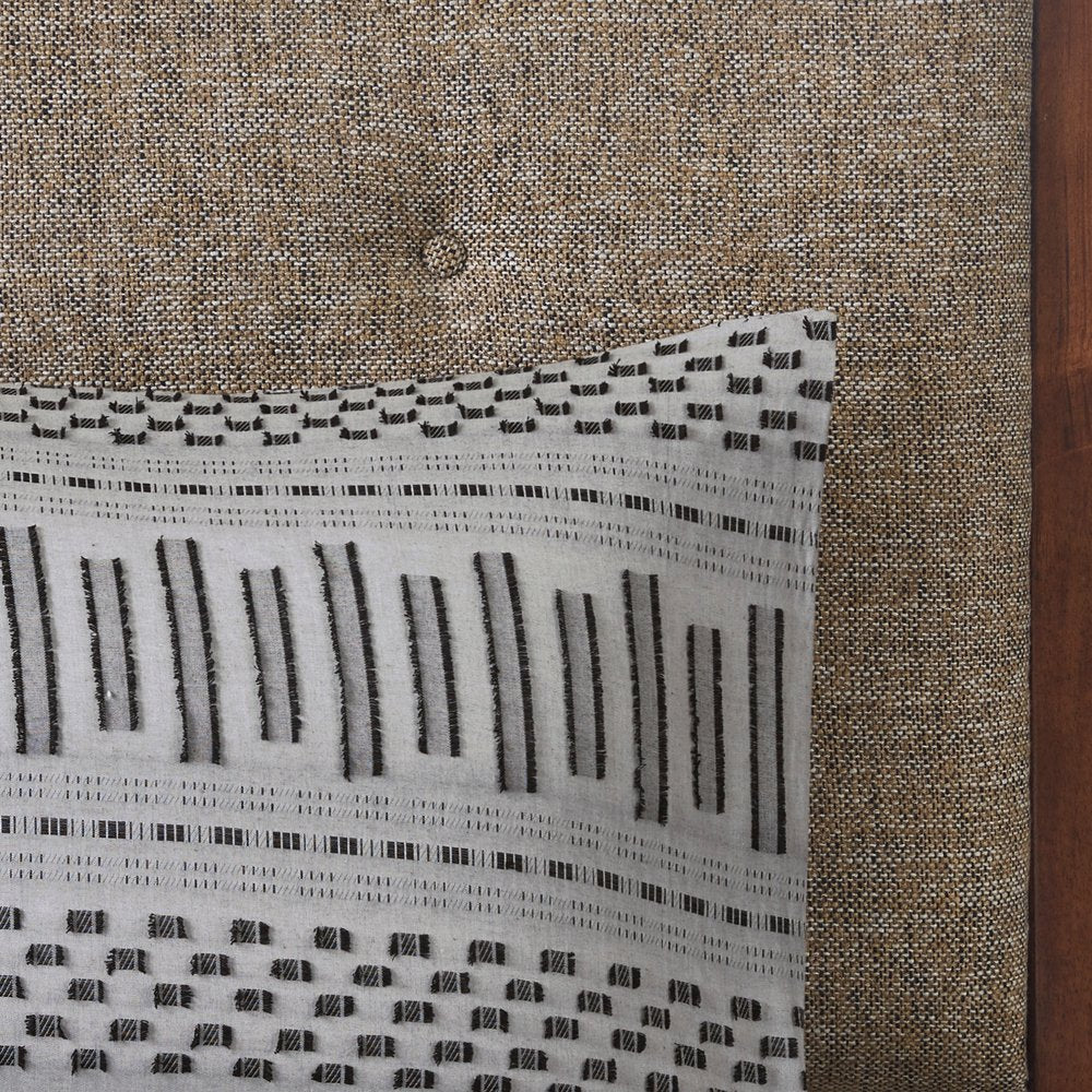 Set of Three Gray And Ivory Striped Queen Ring Stitch Sham And Comforter