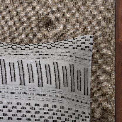 Set of Three Gray And Ivory Striped Queen Ring Stitch Sham And Comforter